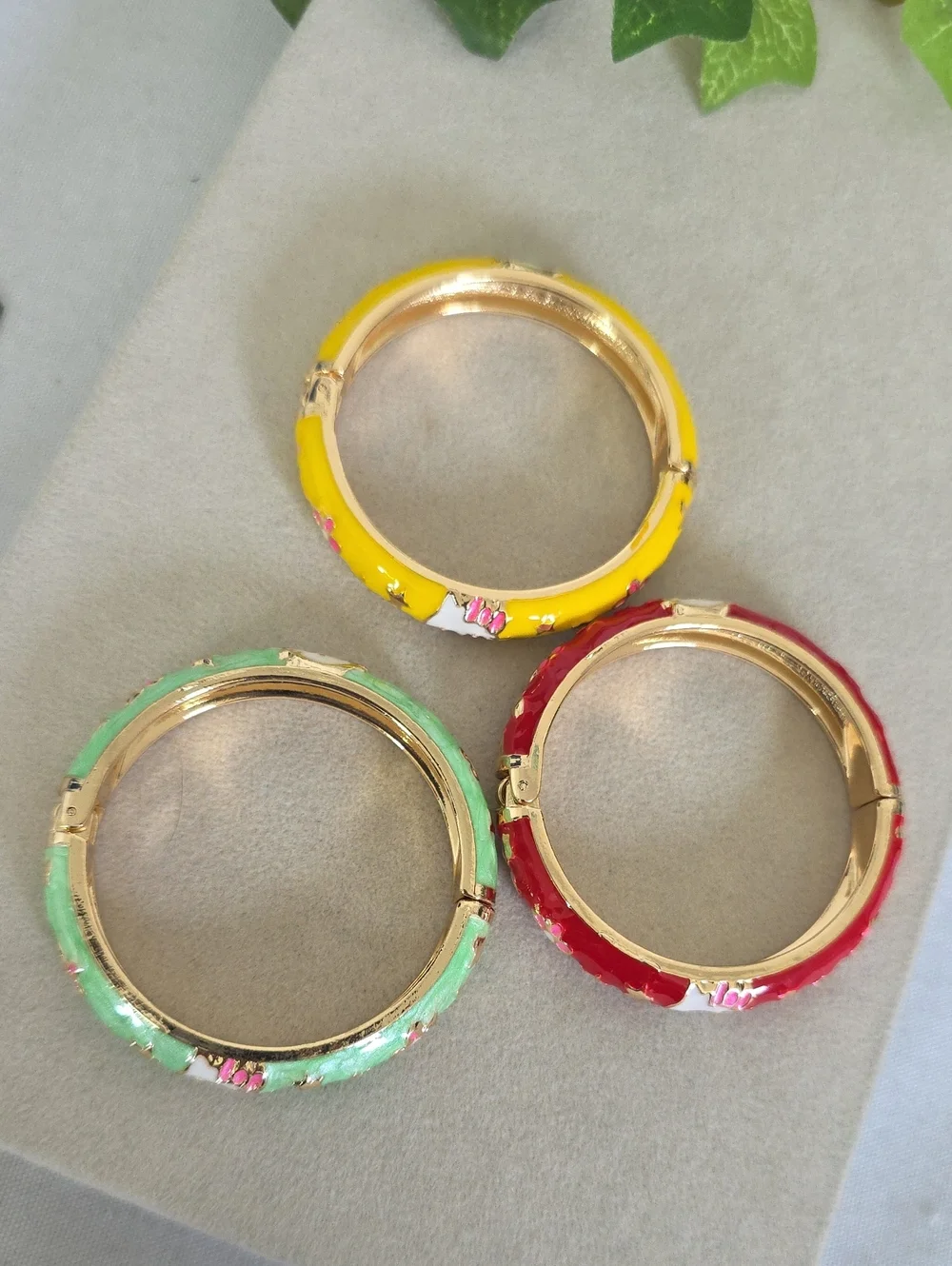 Gold Filled Hello Kitty Enamel Hinge Clamper Bracelet Child Size